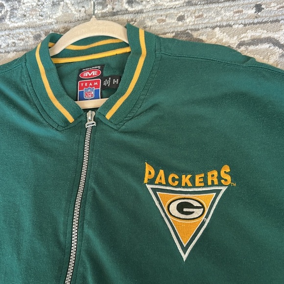 90’s Vintage NFL Mirage Green Bay Packers Zip Up Short Sleeve Shirt - Picture 3 of 11